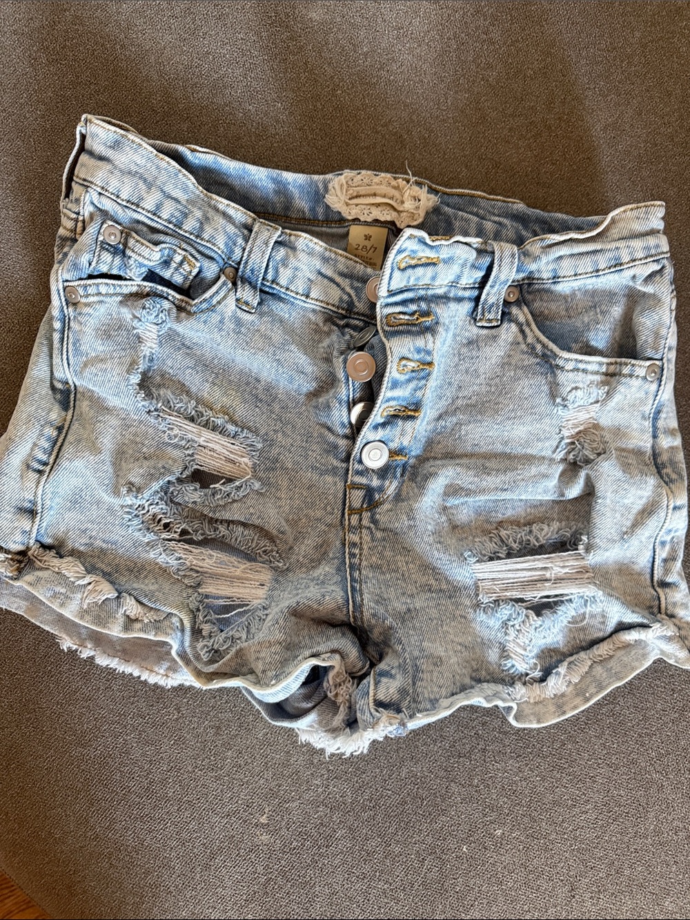 Altar'd State Light Wash Distressed Denim Shorts